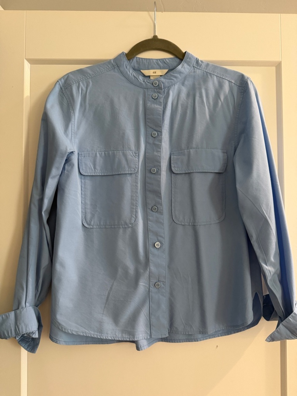 H&M Light Blue Button-Up Pocket Blouse